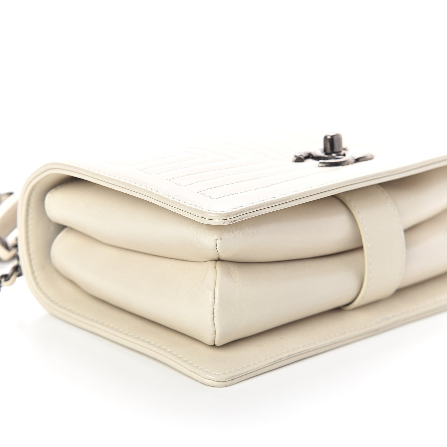 Calfskin Quilted Small Korean Garden Flap Off White