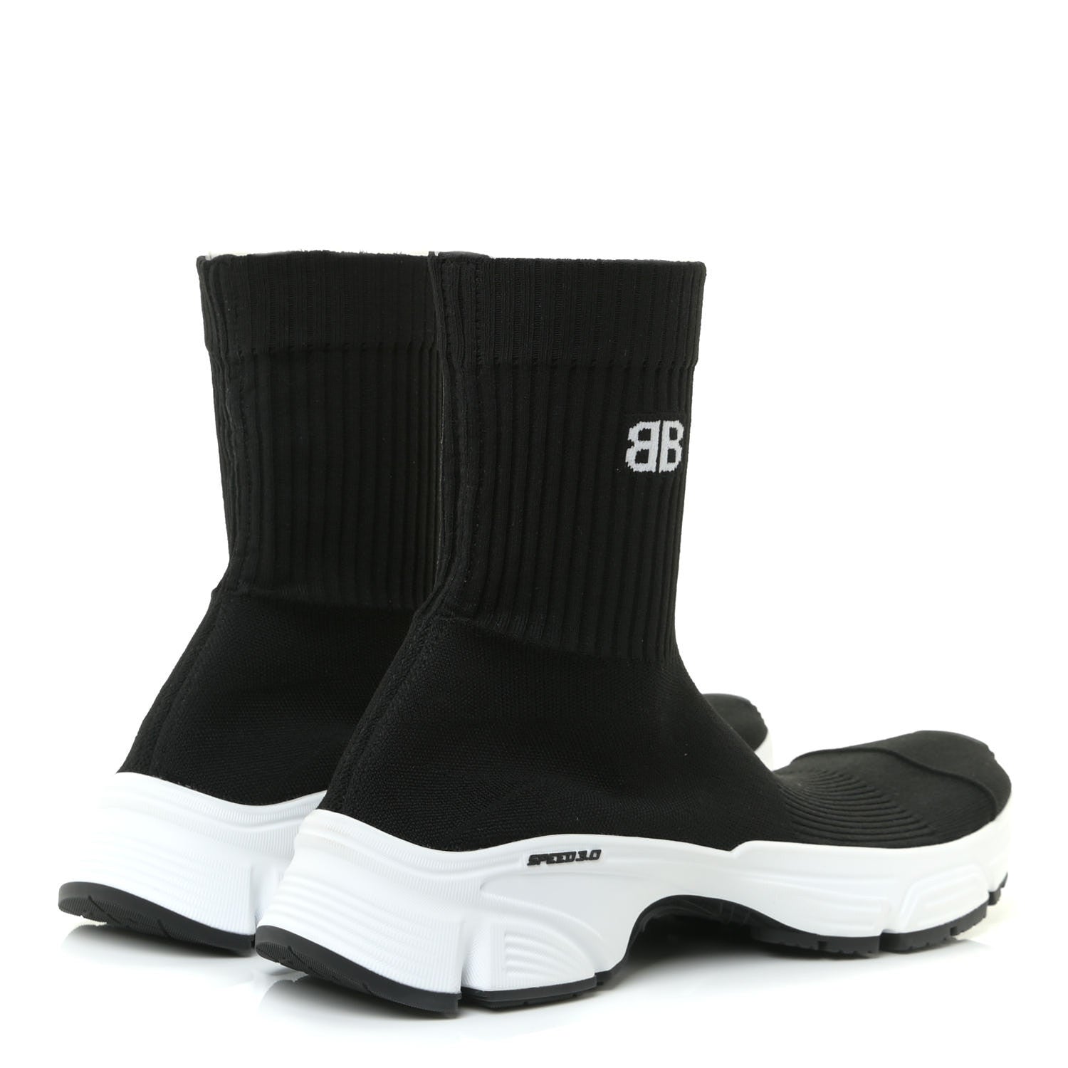 Balenciaga Technical Ribbed 3D Recycled Knit Bi-Color Womens Speed 3.0 Sneakers 40 Black White 4 of 12