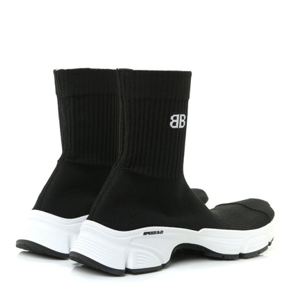 Balenciaga Technical Ribbed 3D Recycled Knit Bi-Color Womens Speed 3.0 Sneakers 40 Black White 4 of 12