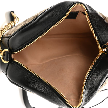 Gucci Monogram Matelasse Diagonal Small GG Marmont Chain Shoulder Bag Beige Black 5 of 12