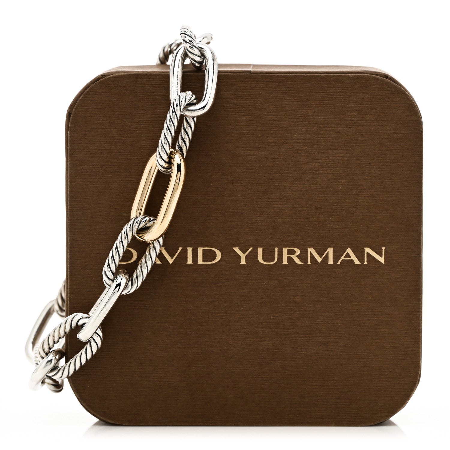 David Yurman Sterling Silver 18K Yellow Gold 11mm DY Madison Link Chain Bracelet 5 of 5