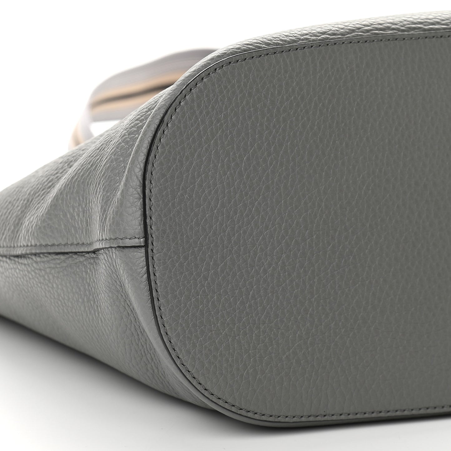 Vitello Phenix Embossed Logo Shoulder Bag Argilla