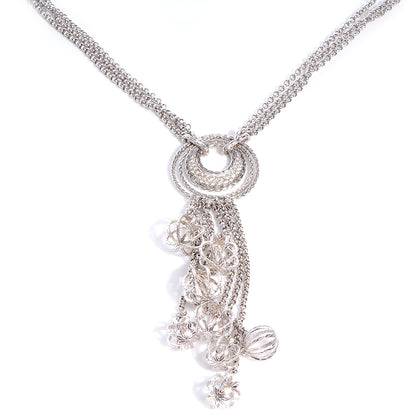 John Hardy Langit Silver Long Dangling Pendant with Diamond Pave on Chain Necklace 1 of 7