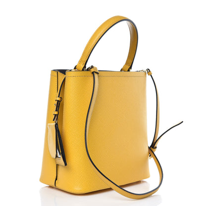 Prada Saffiano Cuir Calfskin Medium Panier Bucket Bag Soleil Black 3 of 8