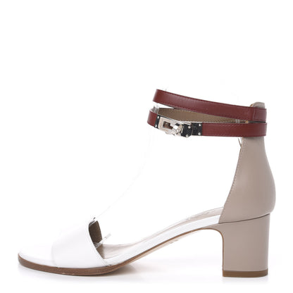 Hermes Calfskin Manege Sandals 38 Grey Multicolore 1 of 9