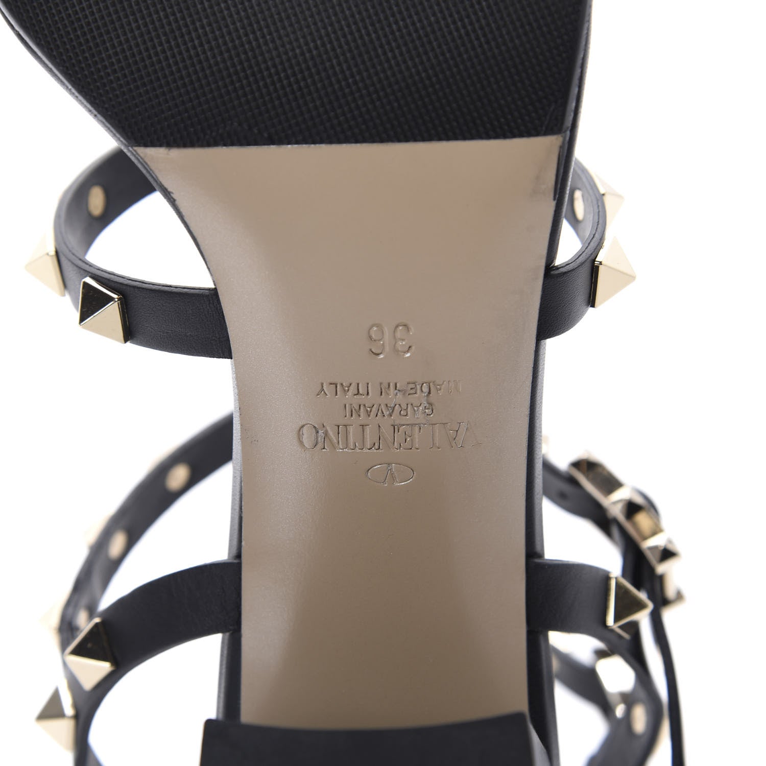 Valentino Garavani Calfskin Rockstud 60mm City Sandals 36 Black 8 of 9