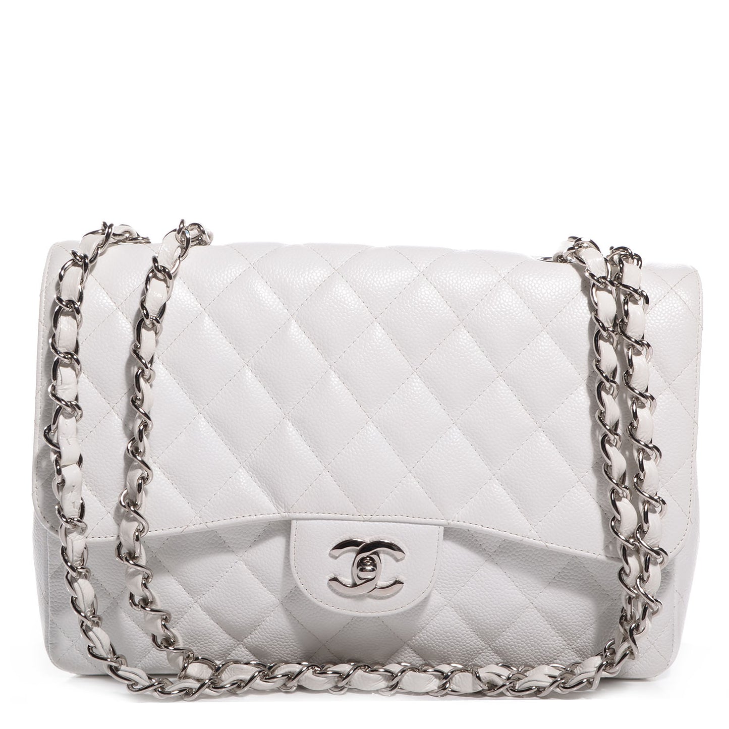 Caviar Jumbo Single Flap White