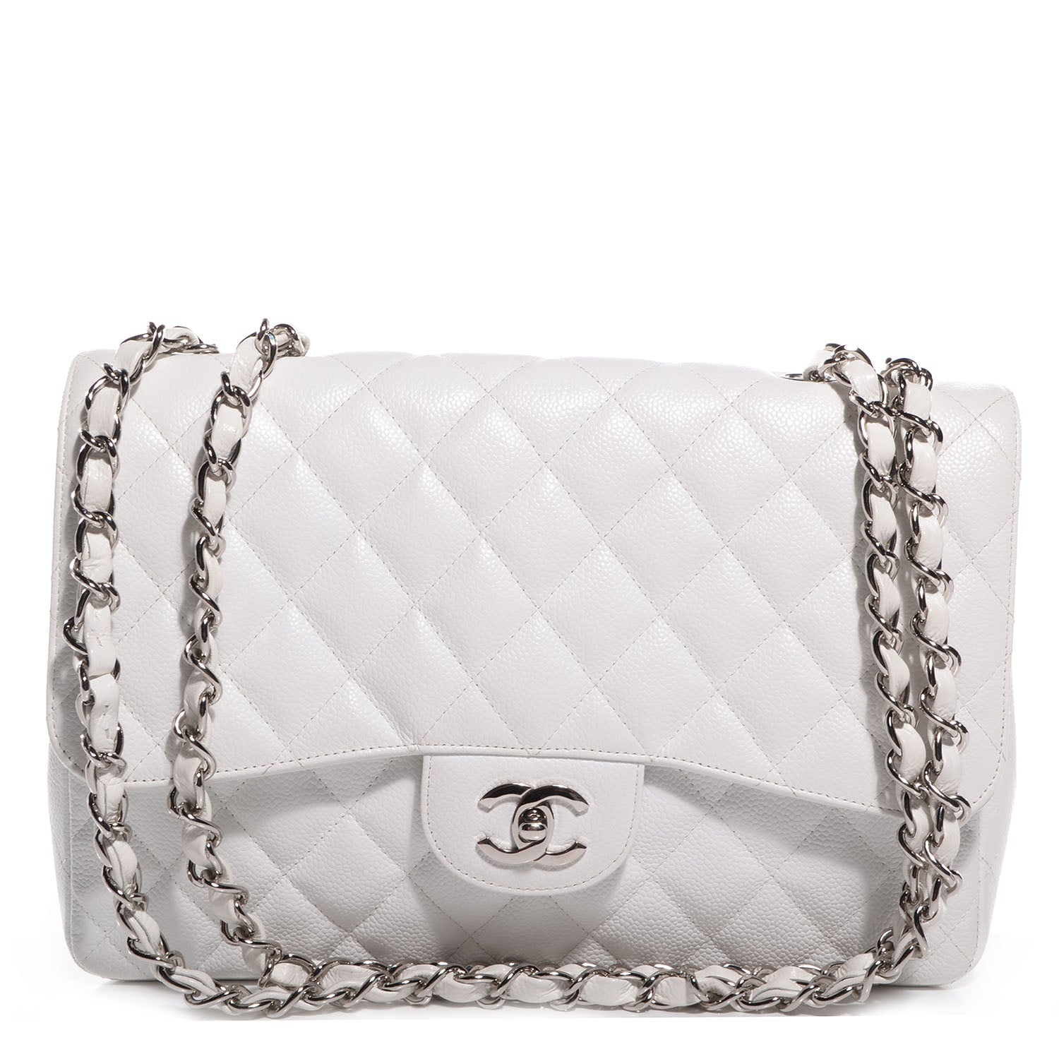Chanel Caviar Jumbo Single Flap White 1 of 9