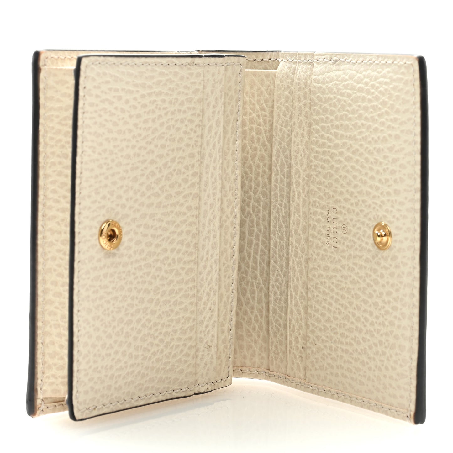 Dollar Calfskin GG Supreme Monogram GG Marmont Card Case Mystic White Beige Ebony