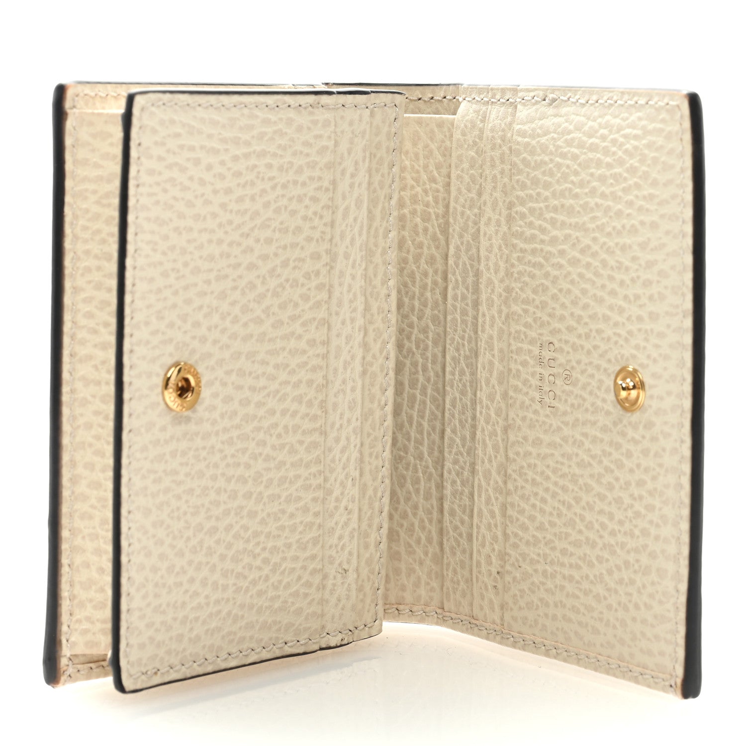 Gucci Dollar Calfskin GG Supreme Monogram GG Marmont Card Case Mystic White Beige Ebony 5 of 7