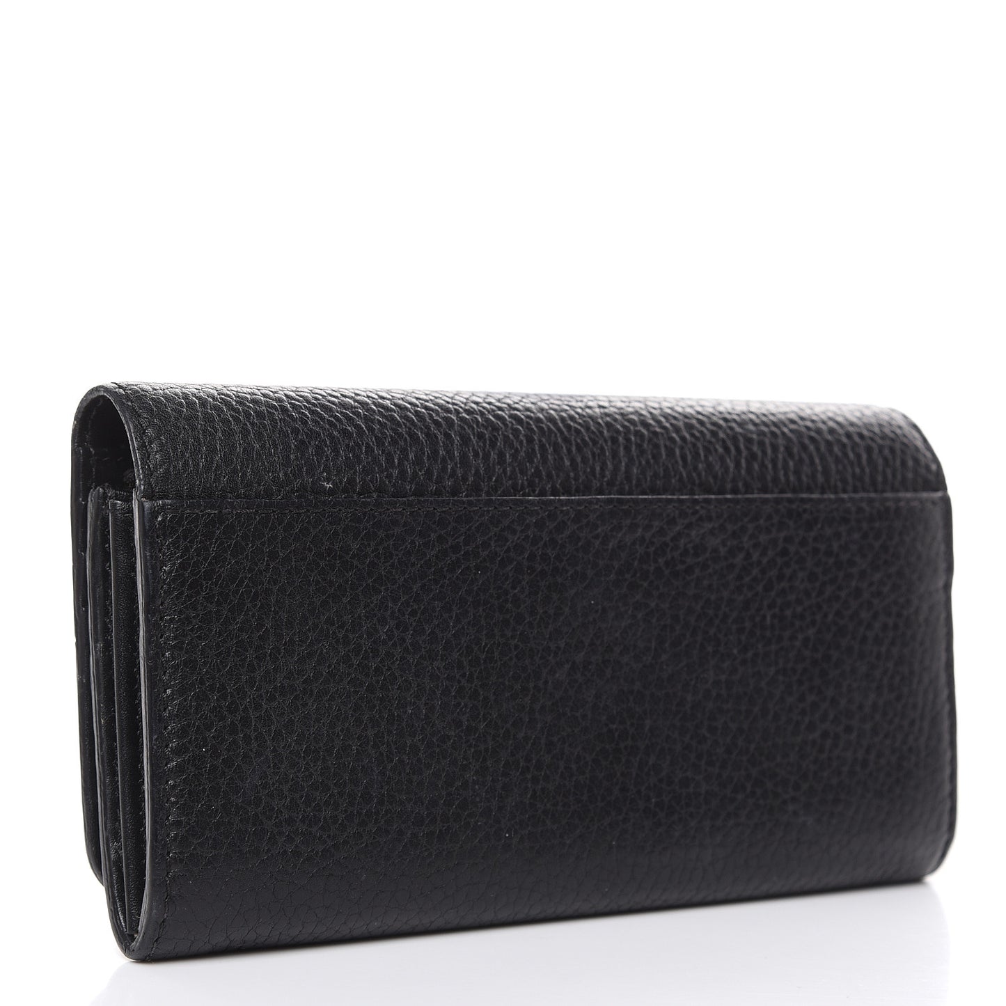 Grain Calfskin Continental Wallet Black