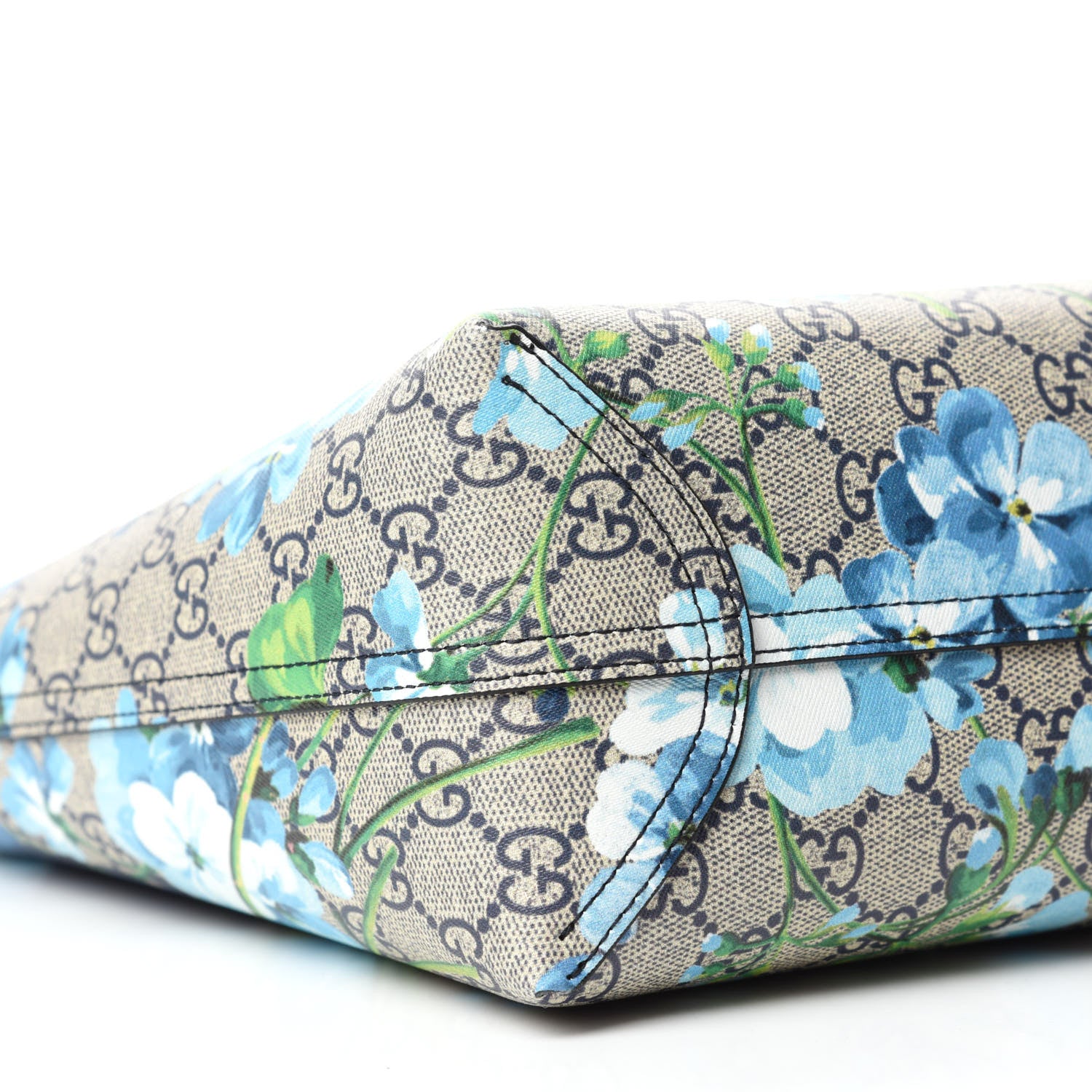 Gucci GG Supreme Monogram Blooms Small Reversible Tote Beige Blue Navy 6 of 17