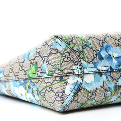 Gucci GG Supreme Monogram Blooms Small Reversible Tote Beige Blue Navy 6 of 17