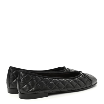 Chanel Aged Calfskin Quilted Cap Toe Ballerina Flats 41 Black 4 of 9