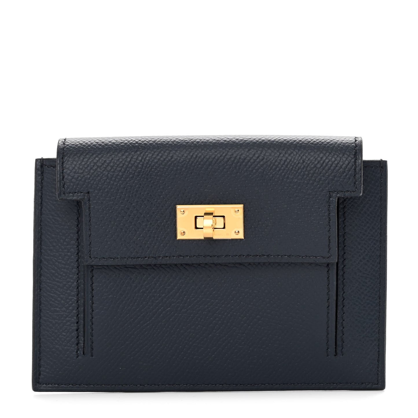 Epsom Kelly Pocket Compact Wallet Bleu Indigo