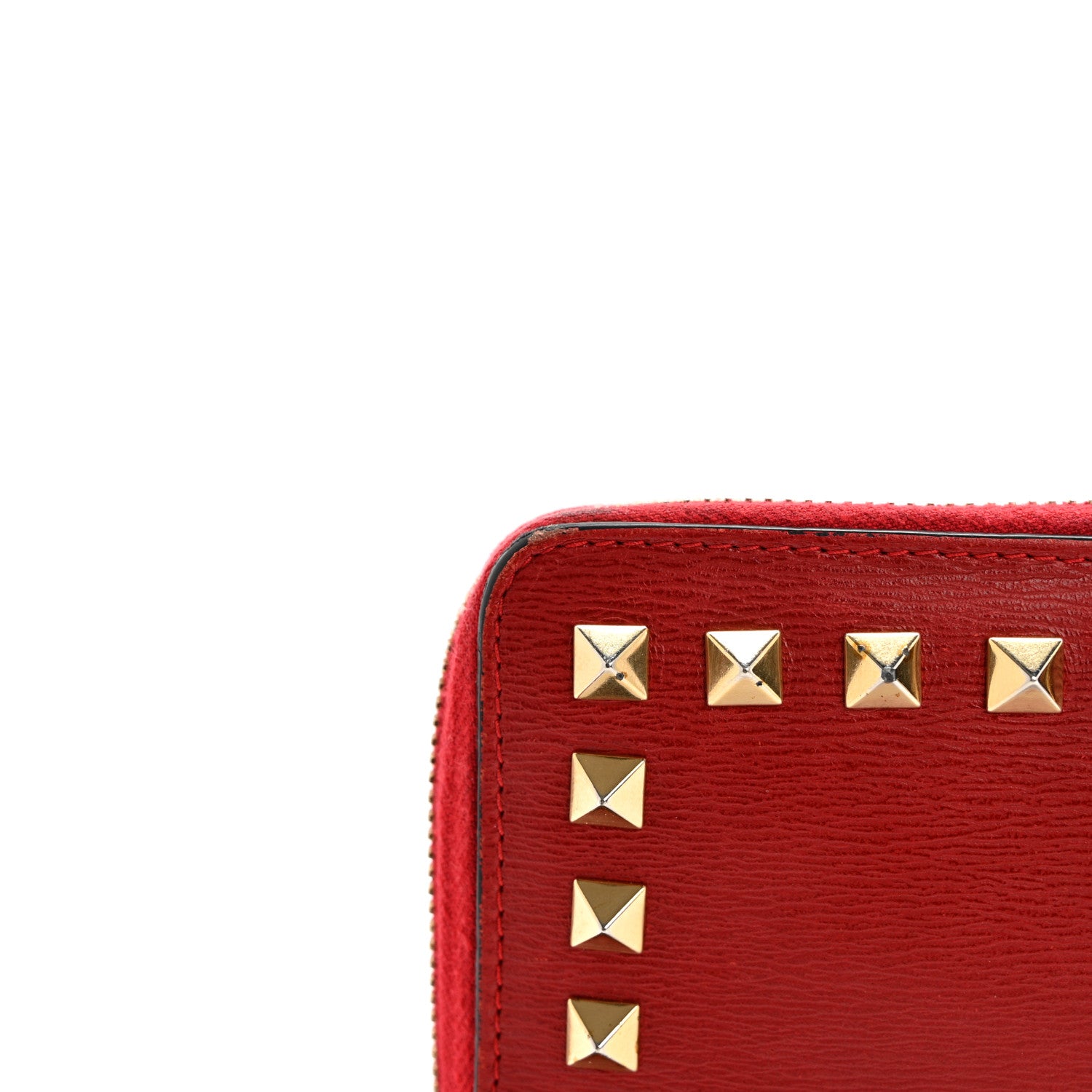 Valentino Garavani Textured Calfskin Rockstud Zip Around Wallet Rosso Valentino 9 of 12