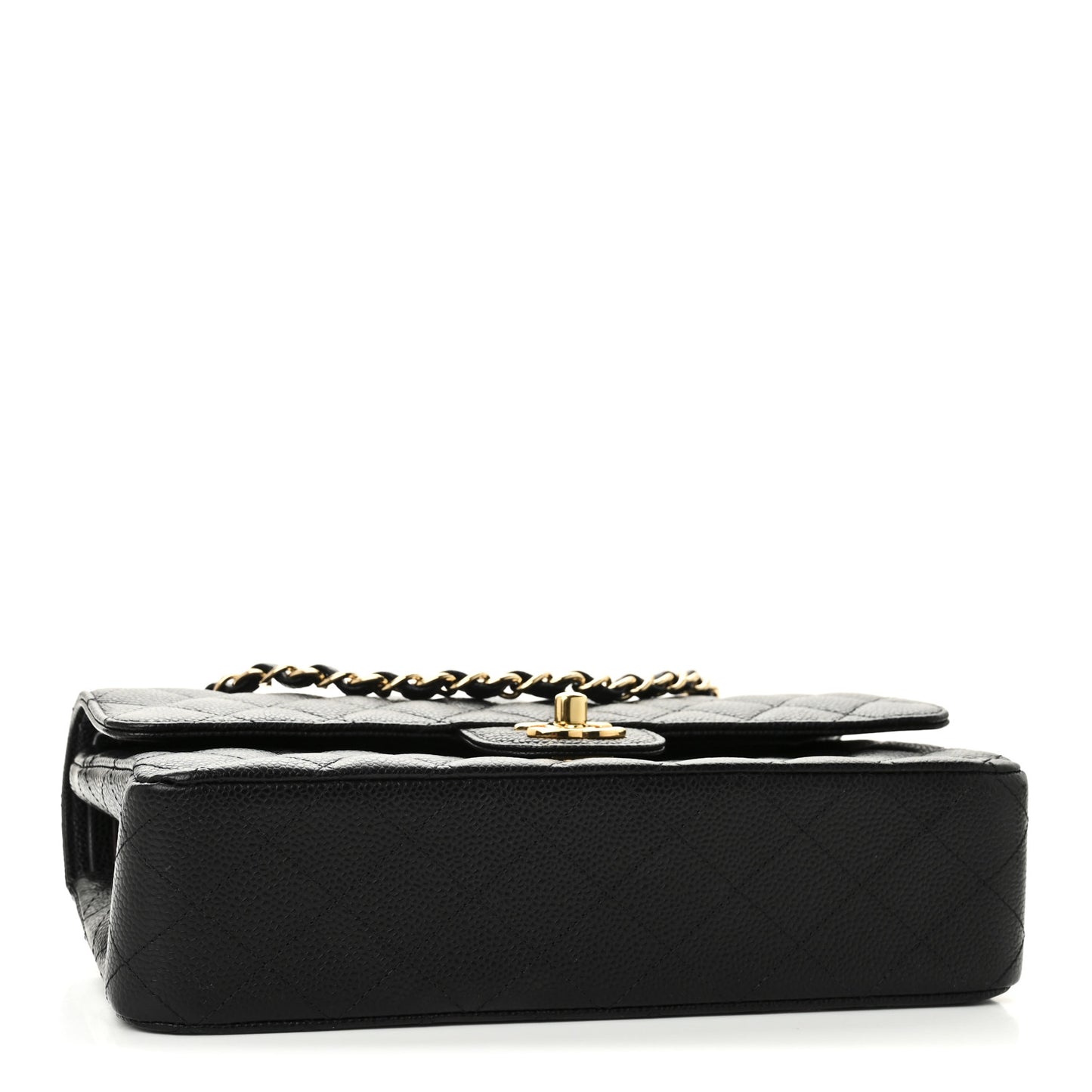 Caviar Quilted Medium Double Flap Black