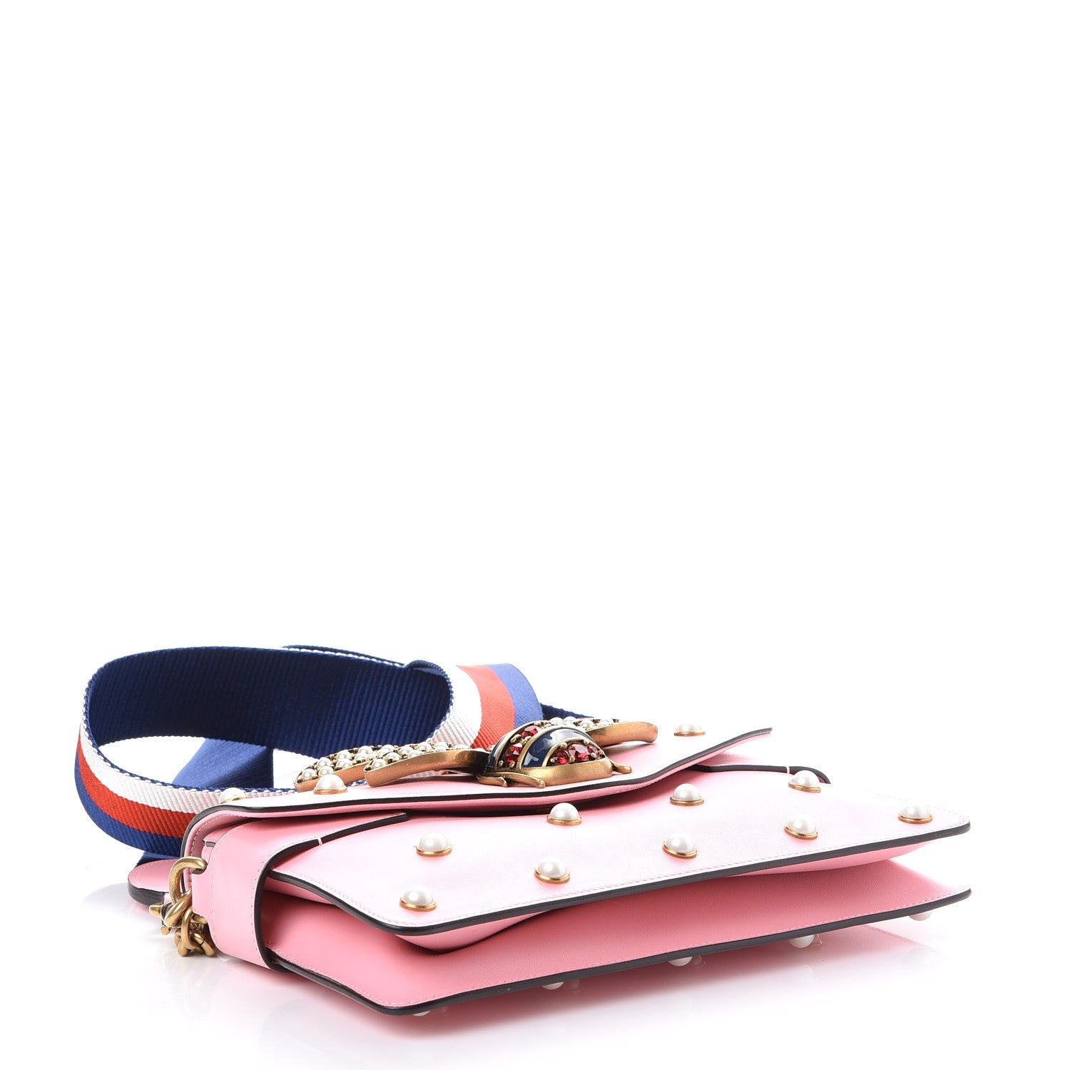 Gucci Nappa Pearl Studded Mini Queen Margaret Broadway Shoulder Bag Sugar Pink 4 of 10