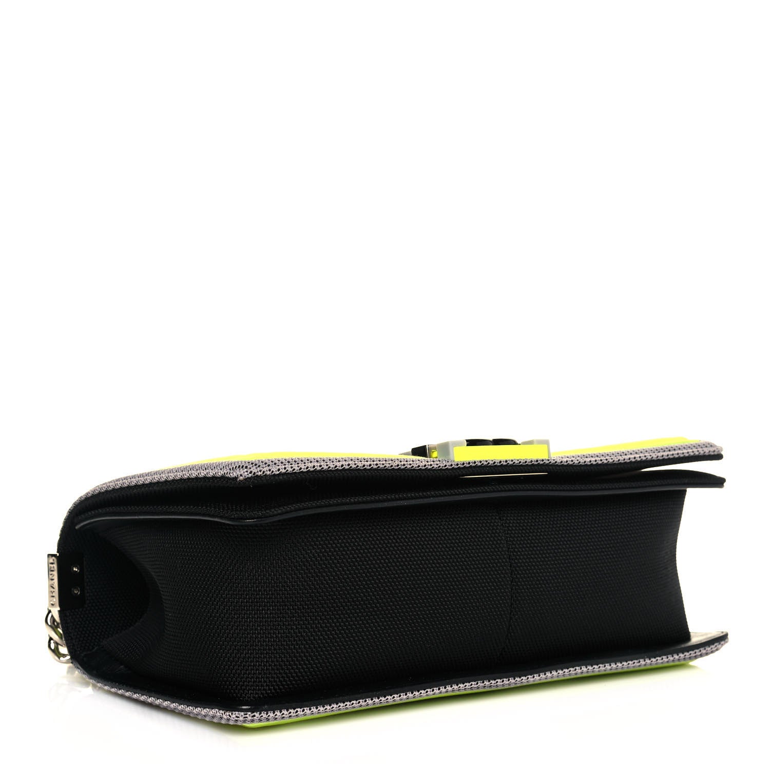 Chanel Canvas Quilted Medium Fluo Boy Flap Black Grey Yellow 4 of 12