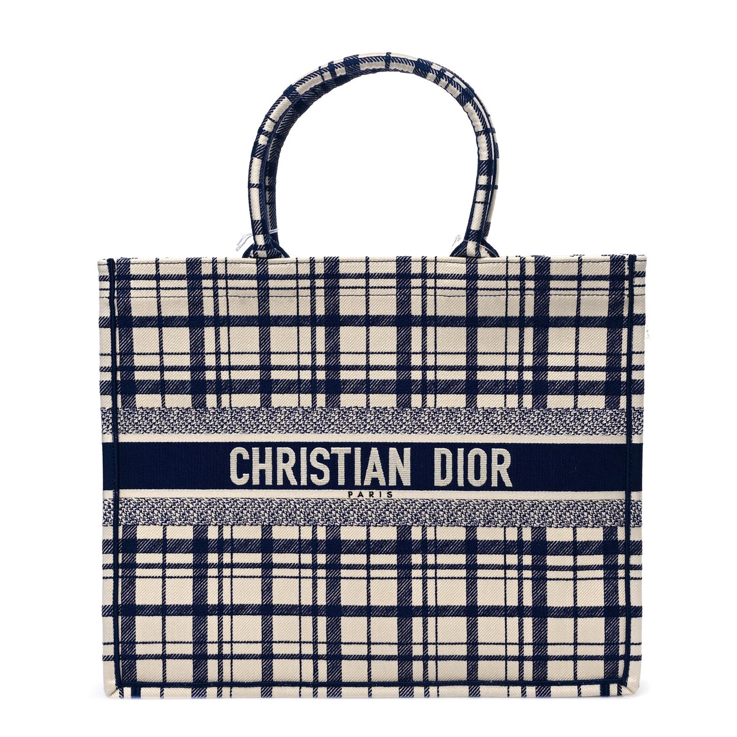 Canvas Embroidered Large Check'n'Dior Book Tote Blue