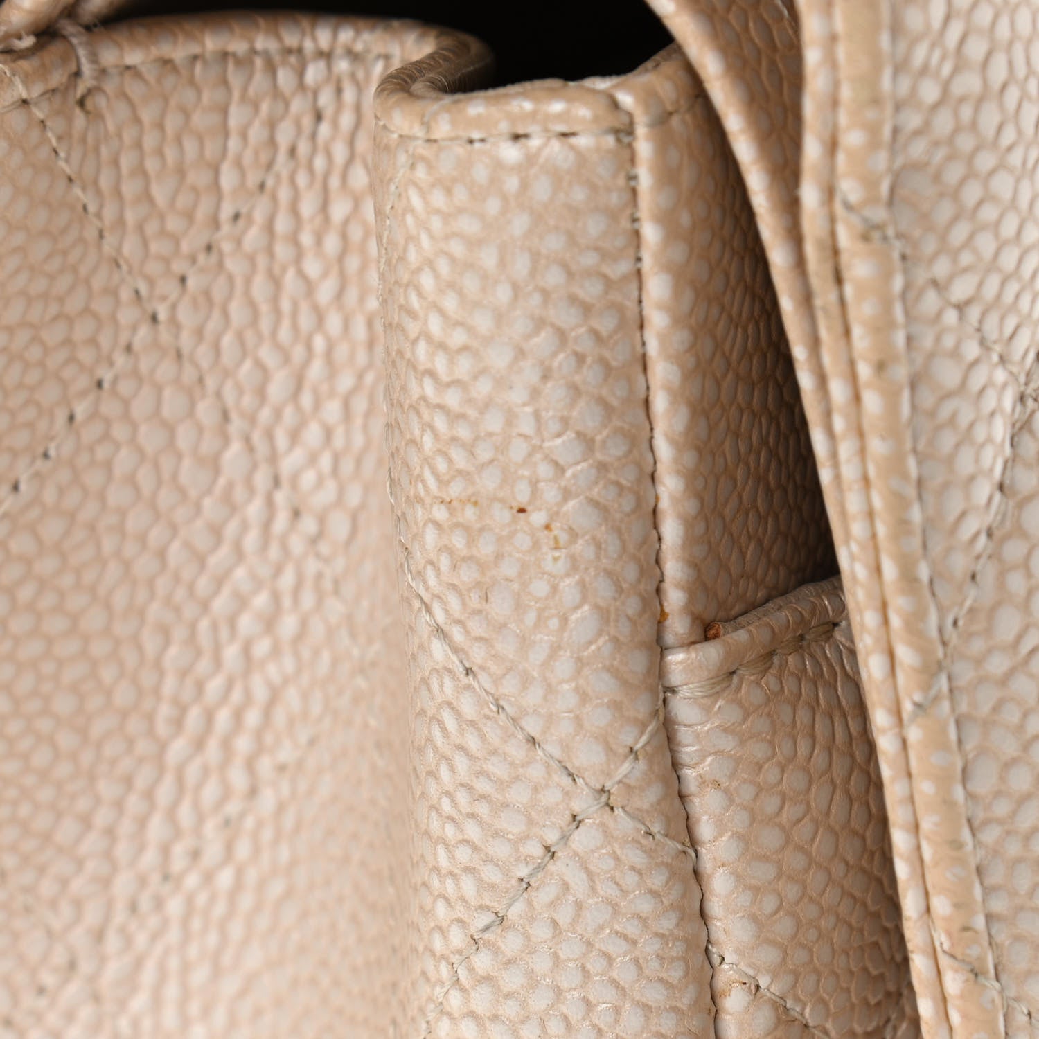 Chanel Pearly Caviar Quilted Jumbo Double Flap Light Beige 9 of 15