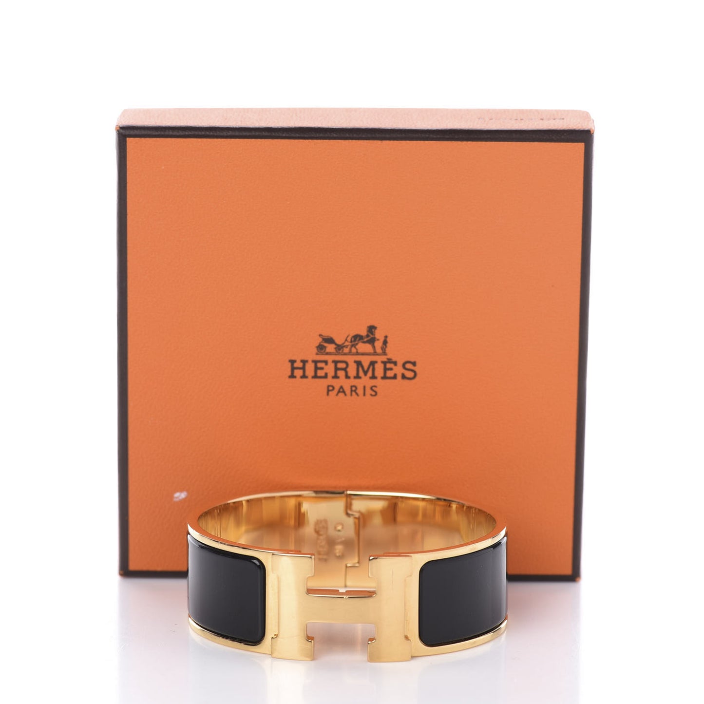 Enamel Wide Clic Clac H Bracelet GM Black