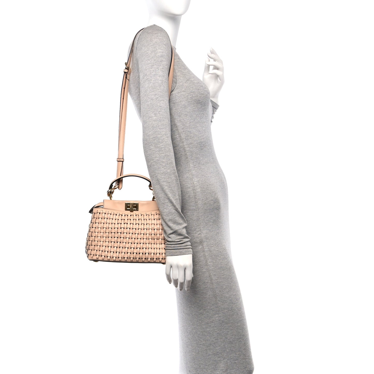 Vitello Grace Intreccio Mini Peekaboo Iconic Satchel Light Rose