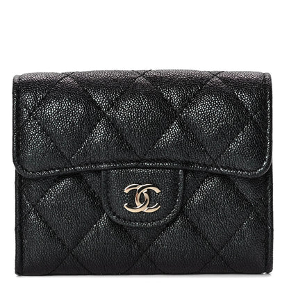 Chanel Iridescent Caviar Quilted Flap Card Holder Wallet Black 1 of 6