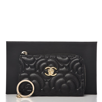 Chanel Caviar Camellia Embossed Key Holder Case Black 8 of 8