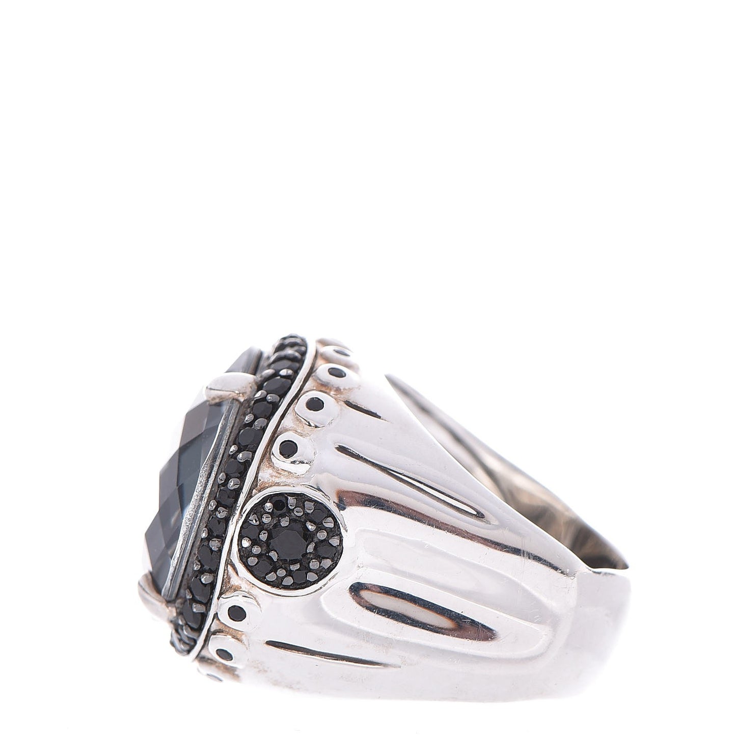 Sterling Silver Hematite Bamboo Dome Ring 55 7.25