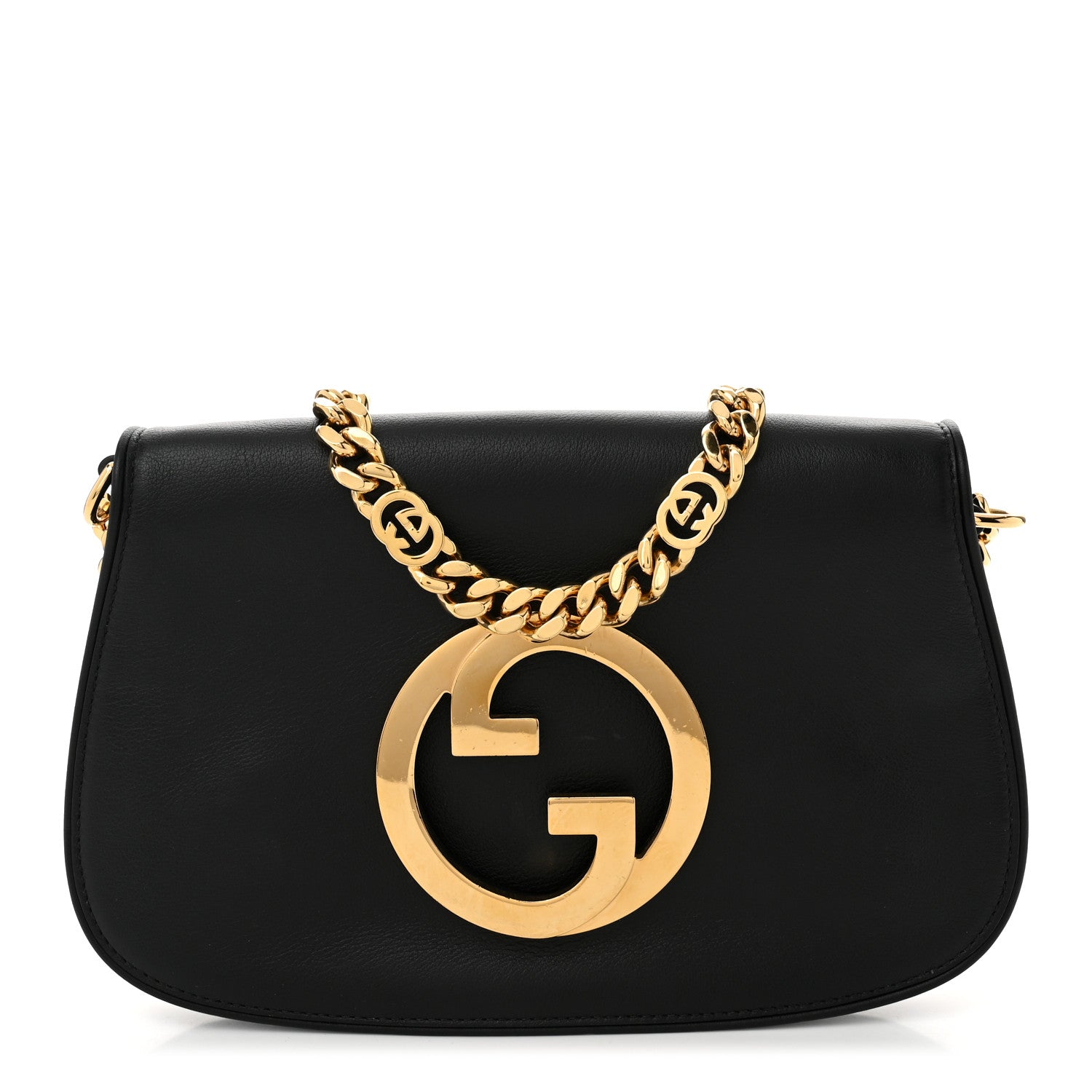 Gucci Roxy Calfskin Blondie Chain Shoulder Flap Bag Black 1 of 10