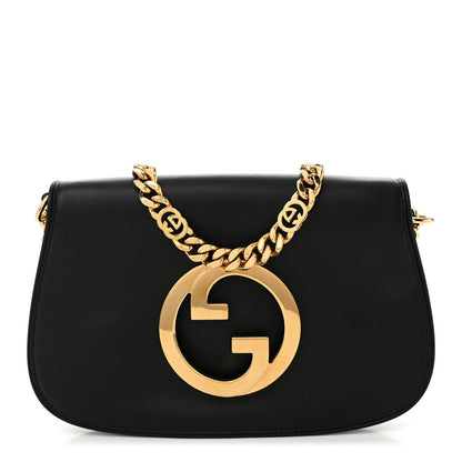 Gucci Roxy Calfskin Blondie Chain Shoulder Flap Bag Black 1 of 10