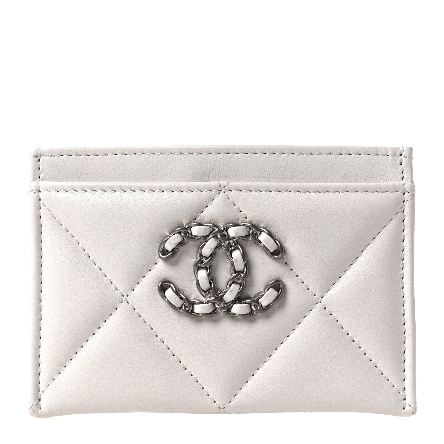 Chanel Lambskin Quilted Chanel 19 Card Holder White 1 of 11