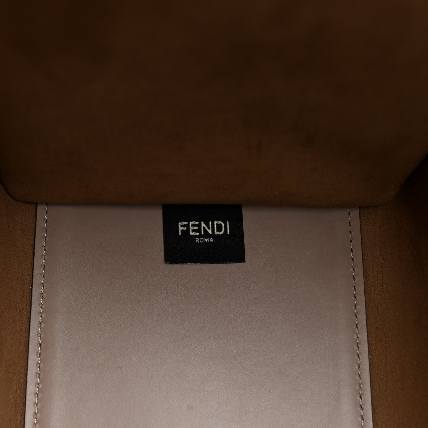 Fendi Vitello King Plexiglass Logo Embossed Medium Fendi Sunshine Shopper Tote Tortora 6 of 11