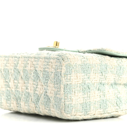 Chanel Tweed Handle Crush Top Handle Flap Bag Light Blue Ecru 10 of 11