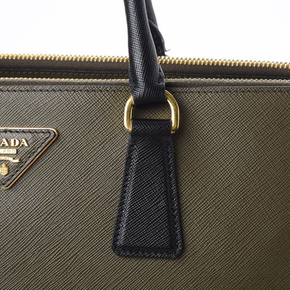 Prada Saffiano Lux Bi-Color Medium Galleria Double Zip Tote Militare Black 11 of 11