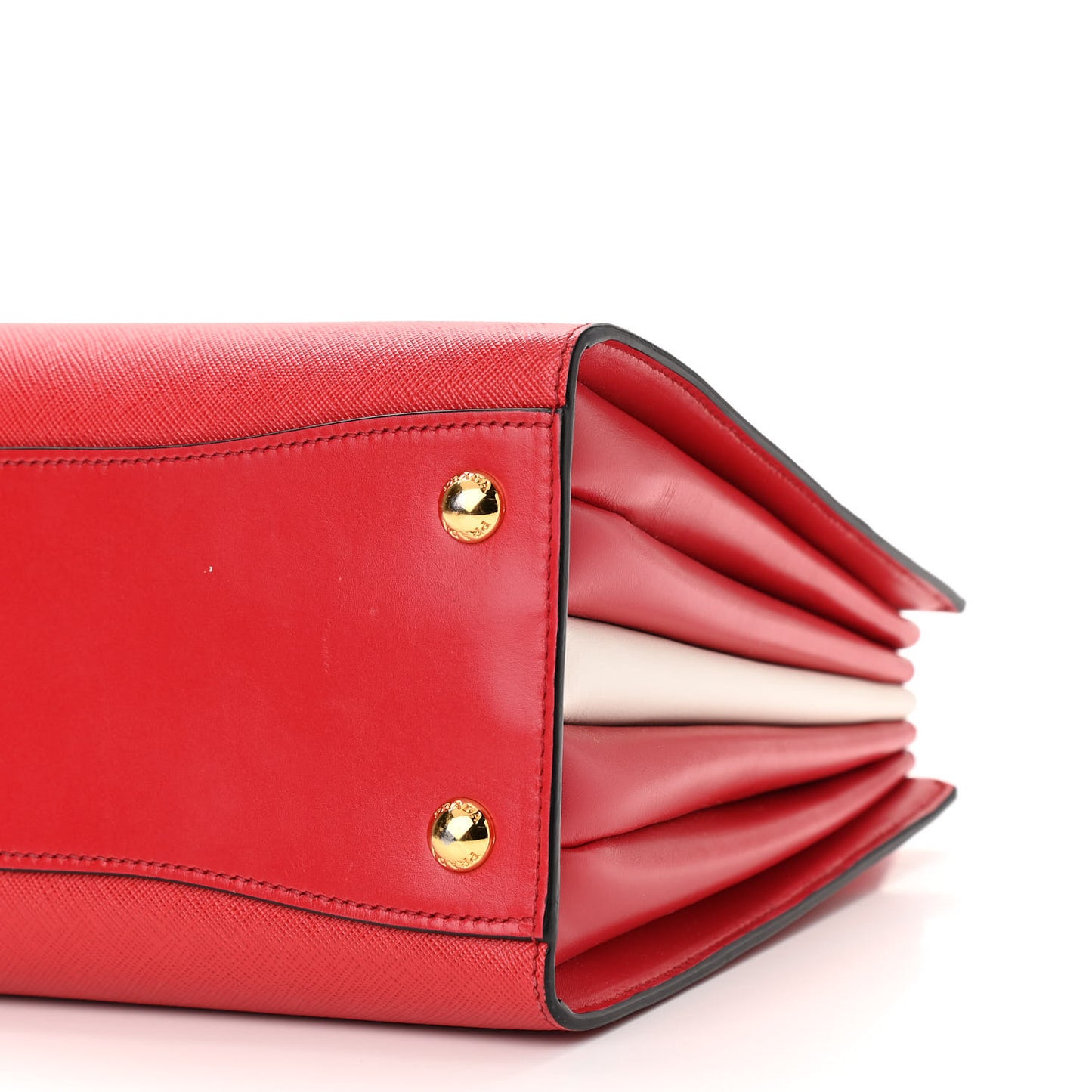 Saffiano City Calfskin Small Bibliothèque Top Handle Rosso White