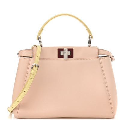 Fendi Nappa Colorblock Mini Peekaboo Iconic Satchel Plaster Banana Grigio Polvere 1 of 16