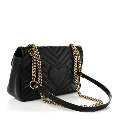 Gucci Calfskin Matelasse Small GG Marmont Shoulder Bag Black 3 of 11