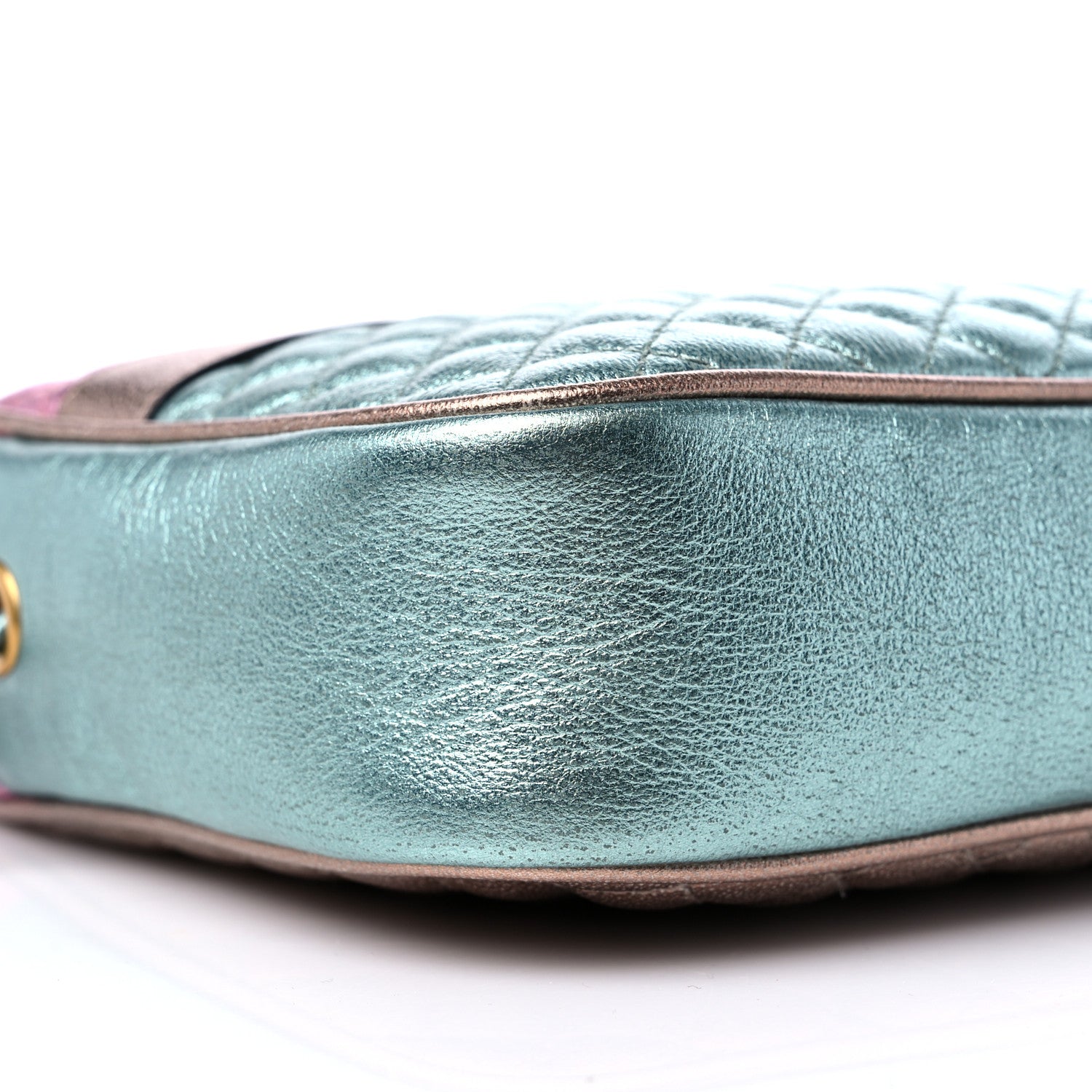 Gucci Laminated Nappa Trapuntata Small Zumi Shoulder Bag Rosa Lago Rame 8 of 9