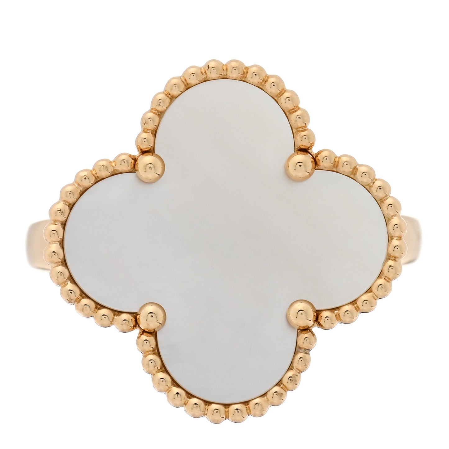 18K Yellow Gold Mother of Pearl Magic Alhambra Ring 58 8.25