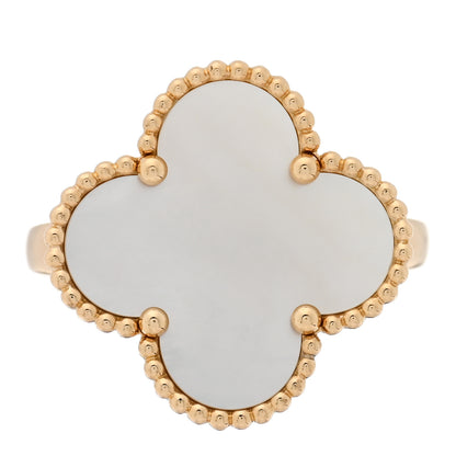 Van Cleef & Arpels 18K Yellow Gold Mother of Pearl Magic Alhambra Ring 58 8.25 1 of 5