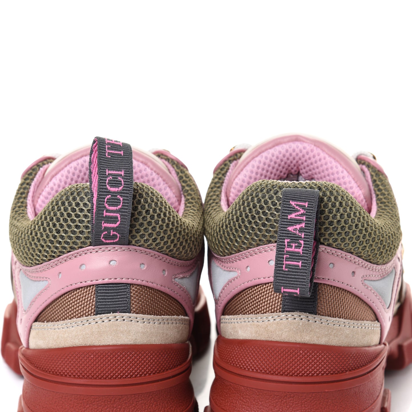 X SEGA Mesh Canvas Calfskin Womens Flashtrek Sneakers 36.5 Military Oatmeal Carmine Rose Ardesia