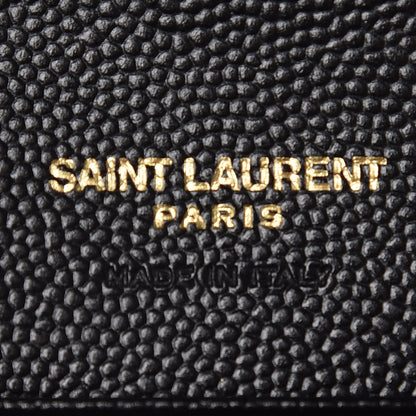 Saint Laurent Grain De Poudre Matelasse Chevron Small Monogram Envelope Wallet Black 6 of 7