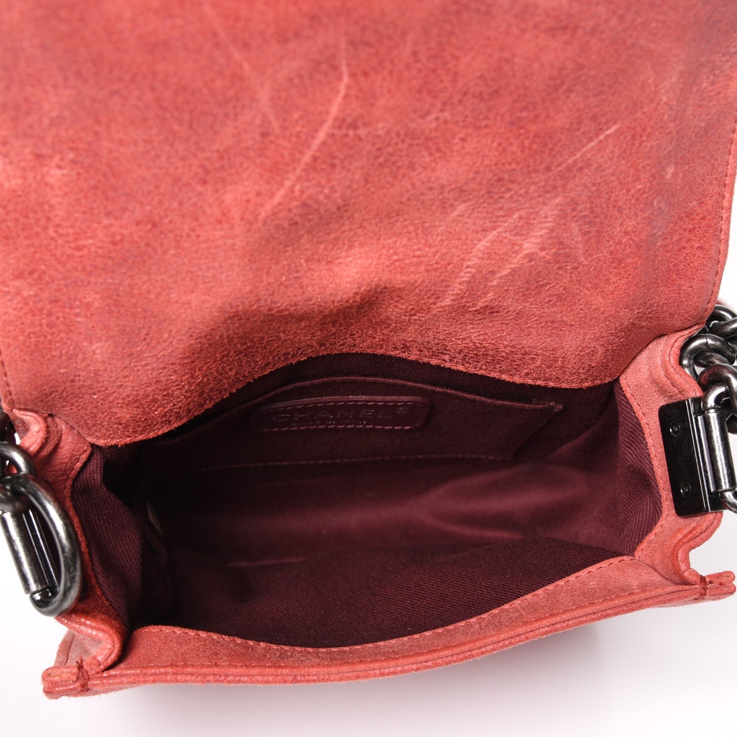Iridescent Calfskin Quilted Small Gentle Square Boy Flap Red