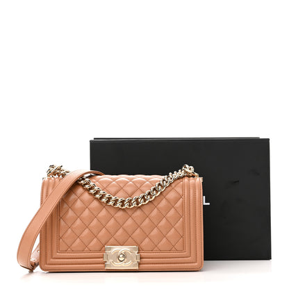 Chanel Caviar Quilted Medium Boy Flap Light Brown 10 of 10