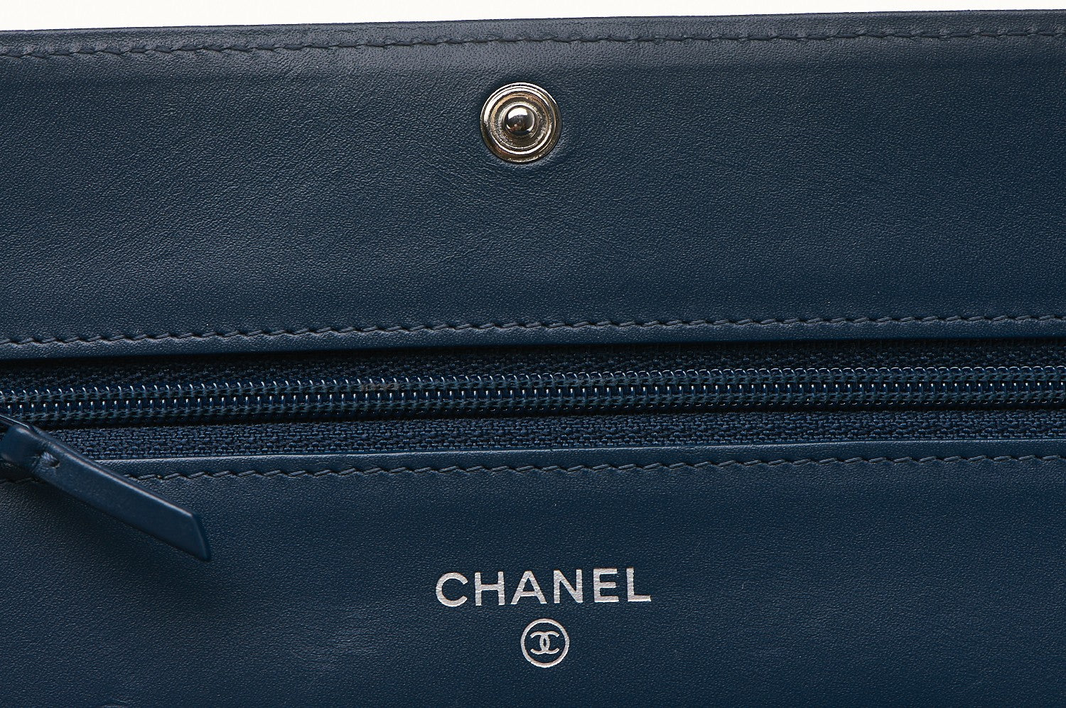 Chanel Caviar Timeless CC Wallet On Chain WOC Blue 5 of 11