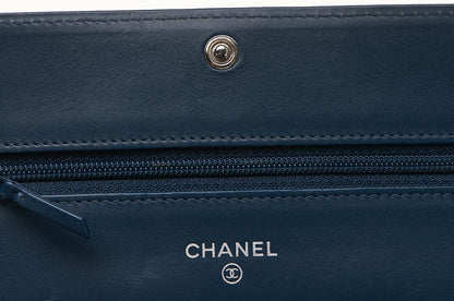 Chanel Caviar Timeless CC Wallet On Chain WOC Blue 5 of 11