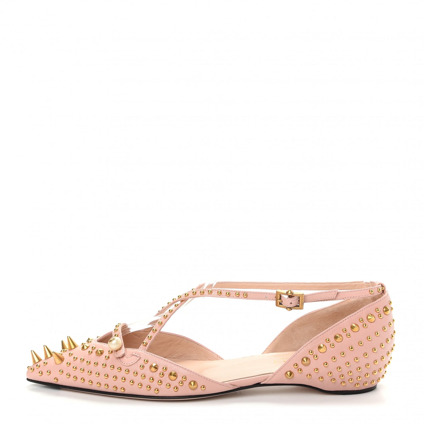 Malaga Kid Studded Pointed Toe Unia Flats 37 Perfect Pink