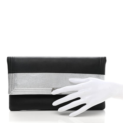 Chanel Metallic Goatskin Beauty CC Boy Clutch Black Silver 2 of 7